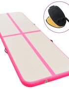 vidaXL Nafukovací cvičební podložka s pumpou 400x100x10 cm PVC růžová