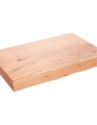 vidaXL Nástěnná police světle hnědá 60x40x(2-6)cm ošetřený masivní dub