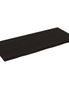 vidaXL Nástěnná police tmavě hnědá 140x60x(2-4)cm ošetřený masivní dub