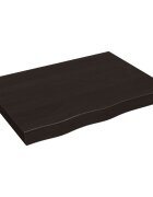 vidaXL Nástěnná police tmavě hnědá 80x60x(2-6)cm ošetřený masivní dub