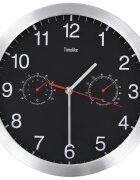 vidaXL Nástěnné hodiny strojek Quartz vlhkoměr a teploměr 30 cm černé