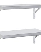 vidaXL Nástěnné police 2 ks 50 x 235 cm stříbrné nerezová ocel