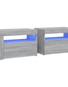 vidaXL Noční stolky 2 ks s LED osvětlením šedé sonoma 60 x 35 x 40 cm