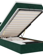 vidaXL Osmanská postel s matrací & LED tmavě zelená 80x200cm samet