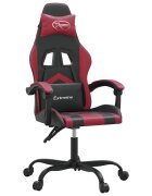 vidaXL Otočná herní židle černá a vínová umělá kůže