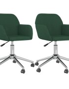 vidaXL Otočné jídelní židle 2 ks tmavě zelené textil