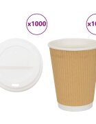 vidaXL Papírové kelímky na kávu s víčky 1000 pcs 16oz 400ml