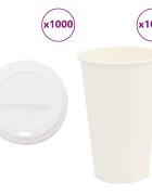 vidaXL Papírové kelímky na kávu s víčky 1000 pcs 16oz 400ml