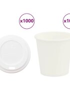 vidaXL Papírové kelímky na kávu s víčky 1000 pcs 4oz 100ml