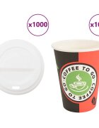 vidaXL Papírové kelímky na kávu s víčky 1000 pcs 4oz 100ml