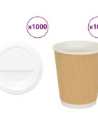 vidaXL Papírové kelímky na kávu s víčky 1000 pcs 8oz 200ml