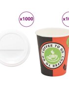 vidaXL Papírové kelímky na kávu s víčky 1000 pcs 8oz 240ml