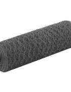 vidaXL Pletivo ke kurníku ocel PVC vrstva 25 x 05 m šedé