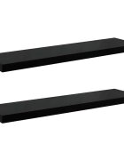 vidaXL Plovoucí nástěnné police 2 ks lesklé černé 90x235x38 cm MDF