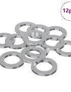 vidaXL Podložky 12 ks Stříbrná 10 x 10 x 12 mm Železo