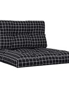 vidaXL Podušky na palety 2 ks černé kárované textil