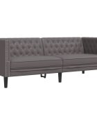 vidaXL Pohovka Chesterfield 3místná šedá umělá kůže