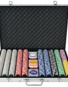 vidaXL Poker set s 1000 laserovými žetony hliník