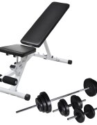vidaXL Posilovací lavice se sadou činek barbell a dumbbell 305 kg
