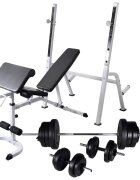 vidaXL Posilovací lavice se stojanem na závaží a sadou činek 605 kg
