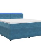 vidaXL Postel boxspring s matrací s LED pásky Modrá 160 x 200 cm Samet
