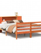 vidaXL Postel s knihovnou bez matrace 135 x 190 cm masivní borovice