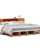 vidaXL Postel s knihovnou bez matrace hnědá 200 x 200 cm masivní dřevo