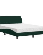 vidaXL Postel s matrací Dover tmavě zelená 140 x 190 cm samet