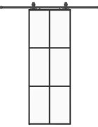 vidaXL Posuvné dveře se sadou kování černé 76x205 cm ESG Glass