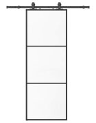 vidaXL Posuvné dveře se sadou kování černé 76x205 cm ESG Glass
