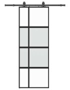 vidaXL Posuvné dveře se sadou kování černé 76x205 cm Tvrzené sklo