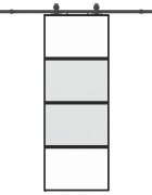 vidaXL Posuvné dveře se sadou kování černé 76x205 cm Tvrzené sklo