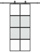vidaXL Posuvné dveře se sadou kování černé 90x205 cm Tvrzené sklo