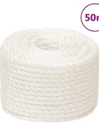 vidaXL Pracovní lano bílá 10 mm 50 m polypropylen