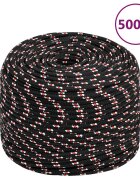 vidaXL Pracovní lano černé 10 mm 500 m polypropylen
