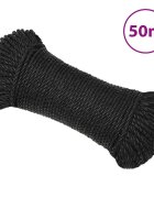 vidaXL Pracovní lano černé 8 mm 50 m polypropylen