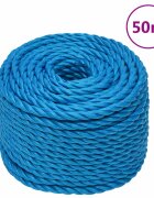 vidaXL Pracovní lano modré 10 mm 50 m polypropylen