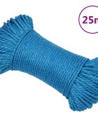 vidaXL Pracovní lano modré 3 mm 25 m polypropylen