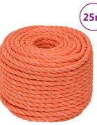 vidaXL Pracovní lano oranžové 10 mm 25 m polypropylen