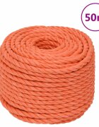 vidaXL Pracovní lano oranžové 10 mm 50 m polypropylen