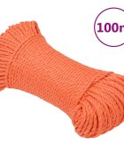 vidaXL Pracovní lano oranžové 3 mm 100 m polypropylen