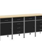 vidaXL Pracovní skříň se zásuvkou 4 ks Černá a šedá 200 x 55 x 85 cm
