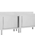 vidaXL Pracovní stoly s posuvnými dvířky 2 ks 200x50x(95–97) cm nerez