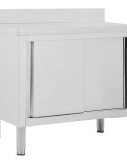 vidaXL Pracovní stůl s posuvnými dvířky 100x50x(95–97) cm nerez ocel