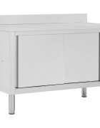 vidaXL Pracovní stůl s posuvnými dvířky 120x50x(95–97) cm nerez ocel