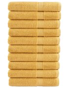 vidaXL Prémiové ručníky SOLUND 10 ks zlaté 100x200 cm 600 g/m²