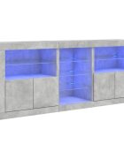 vidaXL Příborník s LED osvětlením betonově šedý 162 x 37 x 67 cm