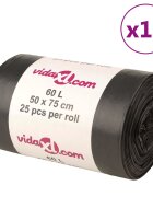 vidaXL Pytle na odpadky 250 ks černé 60 l