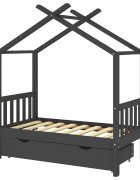 vidaXL Rám dětské postele se zásuvkou tmavě šedý borovice 70 x 140 cm
