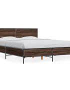 vidaXL Rám postele hnědý dub 135 x 190 cm kompozitní dřevo a kov